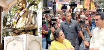 मीनाताई ठाकरे की प्रतिमा पर फेंका लाल रंग